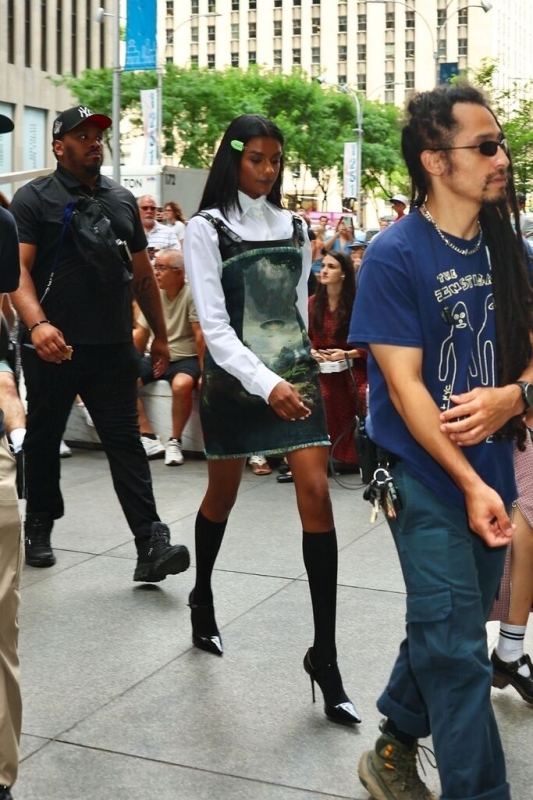 Simone Ashley on set of The Devil Wears Prada 2
