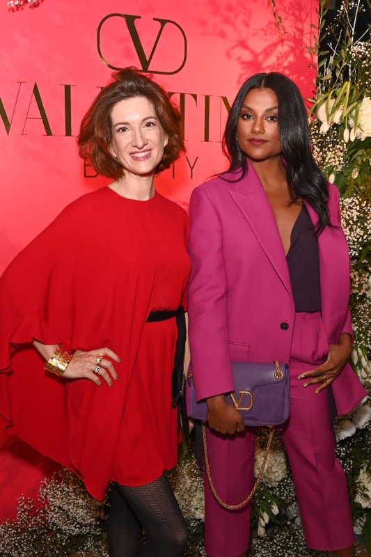 Simone Ashley and Gersende Mezin attend the Valentino Beauty launch dinner on November 17, 2021 in London, UK
