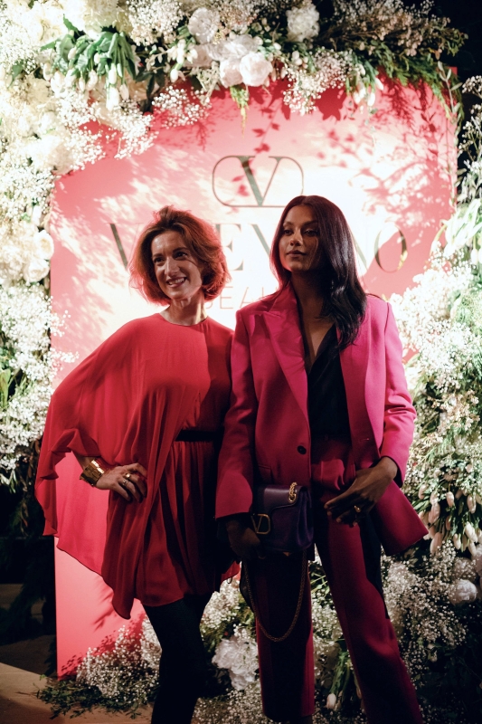 Simone Ashley and Gersende Mezin attend the Valentino Beauty launch dinner on November 17, 2021 in London, UK
