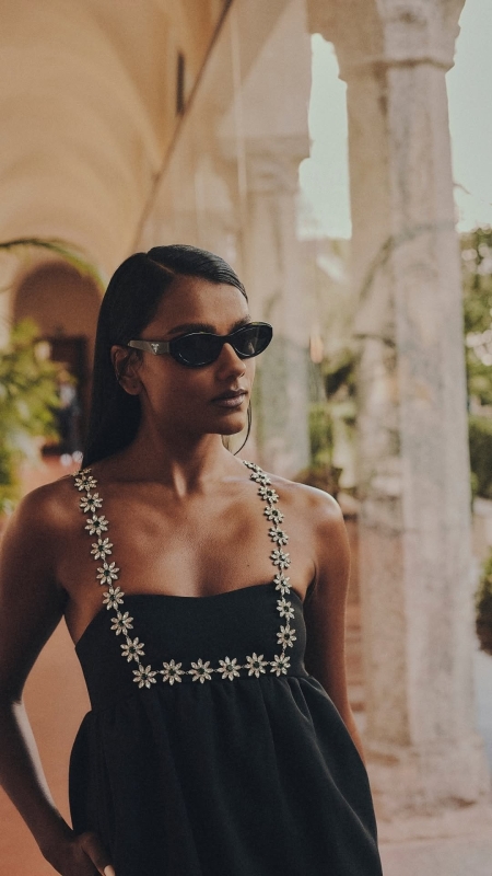 Simone Ashley photographed by Pip Bourdillon before the Prada show in Milan (2024)
