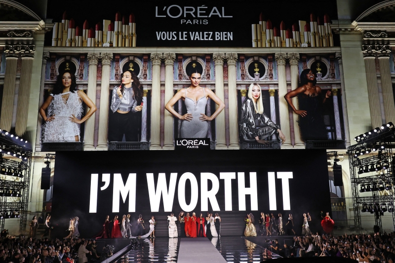 Simone Ashley walks the runway of the Walk Your Worth show, hosted by L'Oréal Paris, on September 23, 2024 in Paris, France
