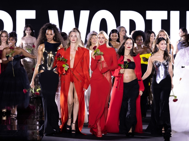 Simone Ashley walks the runway of the Walk Your Worth show, hosted by L'Oréal Paris, on September 23, 2024 in Paris, France
