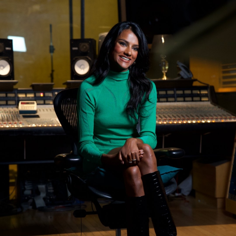 Simone Ashley in the studio for 10 Lives (2024)

