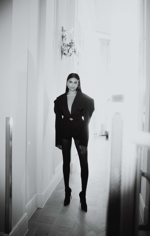 Simone Ashley photographed by Rebecca Spencer before the Pirelli Calendar gala (2024)
